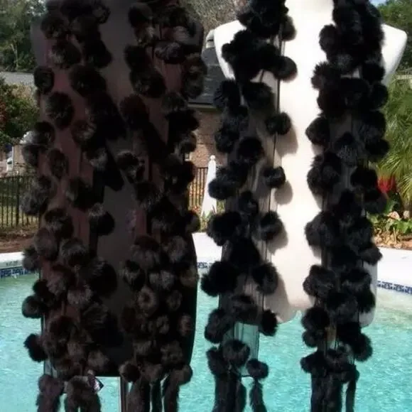 Cache Expresso Dark Brown Mink Fox Fur Wrap Shawl Scarf Top NWT $98 New